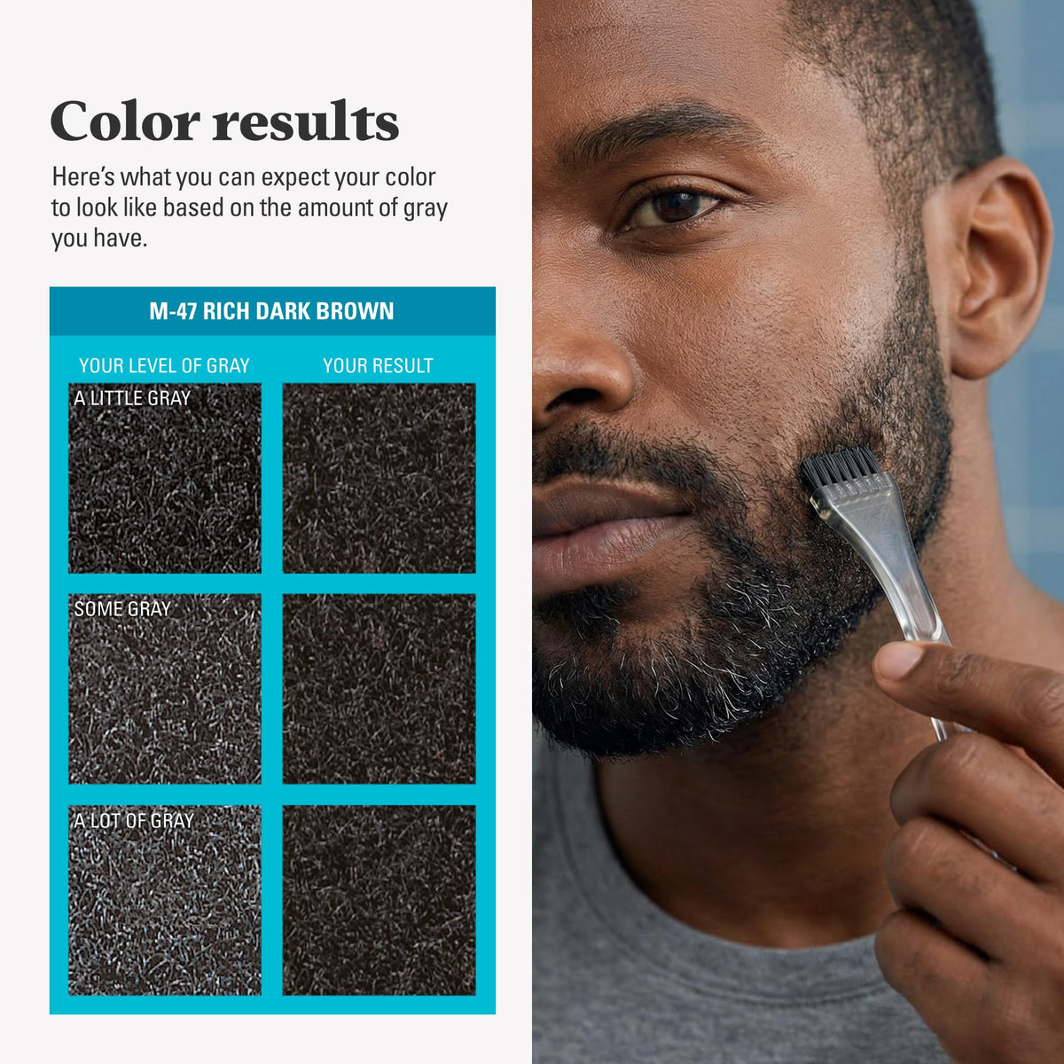 Just for Men Mustache & Beard Dye showing colour results