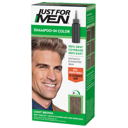 Just for Men Shampoo-In Color Light Brown H-25 packaging front view