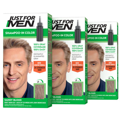 Just for Men Shampoo-In Color Sandy Blond H-10 3 Pack front view