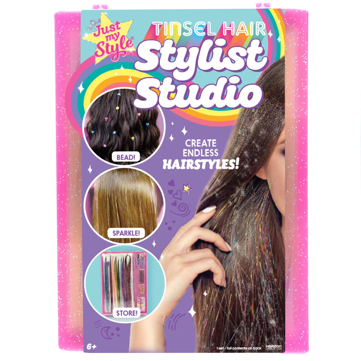 Just My Style Tinsel Hair Stylist Studio front view with colourful strands