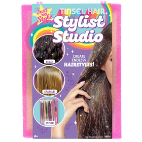 Just My Style Tinsel Hair Stylist Studio front view with colourful strands