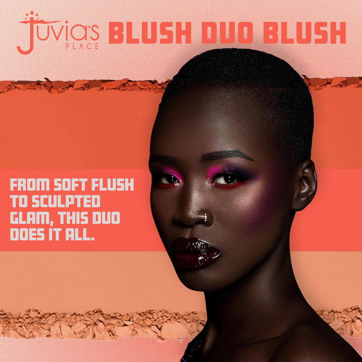 Juvia's Place Duo Blush swatches on skin