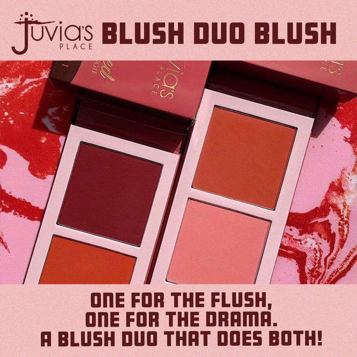 Juvia's Place Duo Blush Volume 1 displayed on a vanity