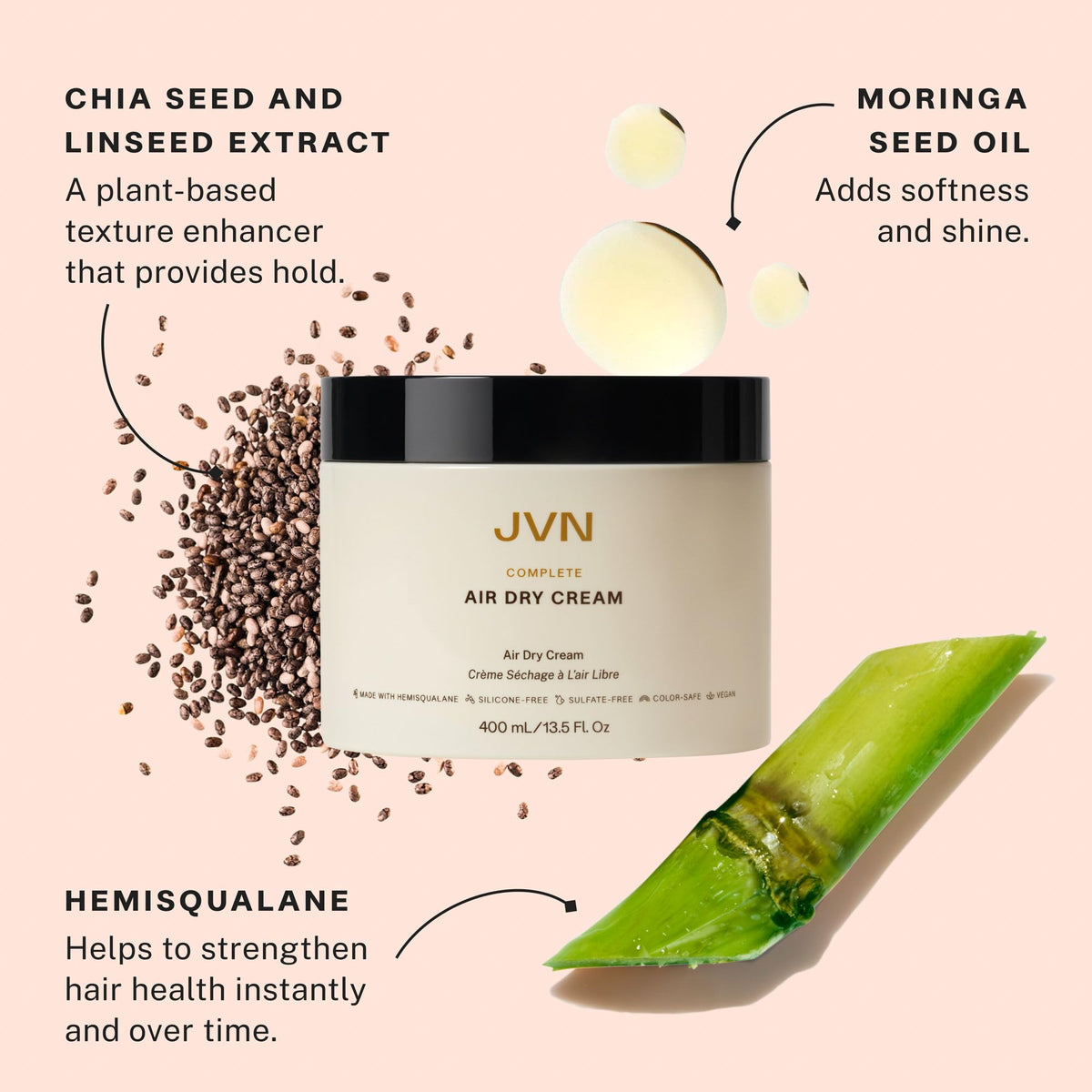 JVN Complete Air Dry Cream 13.5 Fl Oz side view