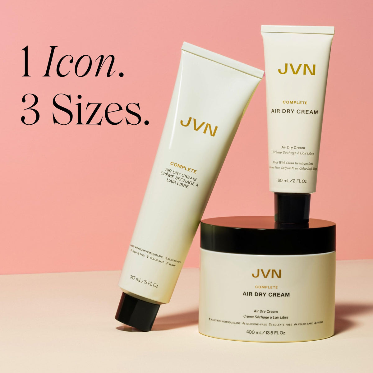 JVN Complete Air Dry Cream 13.5 Fl Oz with texture on hand