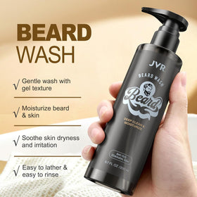 JVR Beard Conditioner bottle showing application instructions