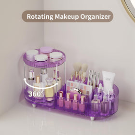 Jywantful 360 Rotating Makeup Organizer showing compartments and trays