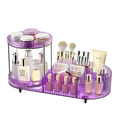 Jywantful 360 Rotating Vanity Makeup Organizer in purple, front view