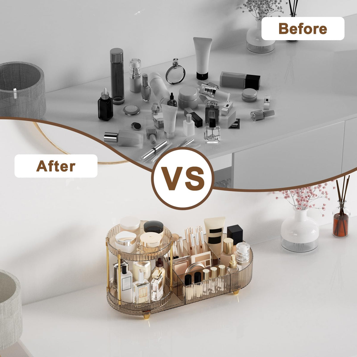 Jywantful Makeup Organizer assembled with gold accents
