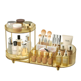 Jywantful Rotating Makeup Organizer front view in amber gold