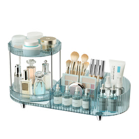 Jywantful Rotating Makeup Organizer front view with clear haze blue finish