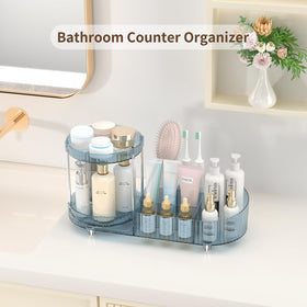 Jywantful Rotating Makeup Organizer on a vanity with beauty essentials