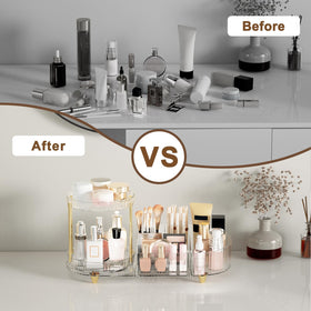 Jywantful Rotating Makeup Organizer with cosmetics displayed