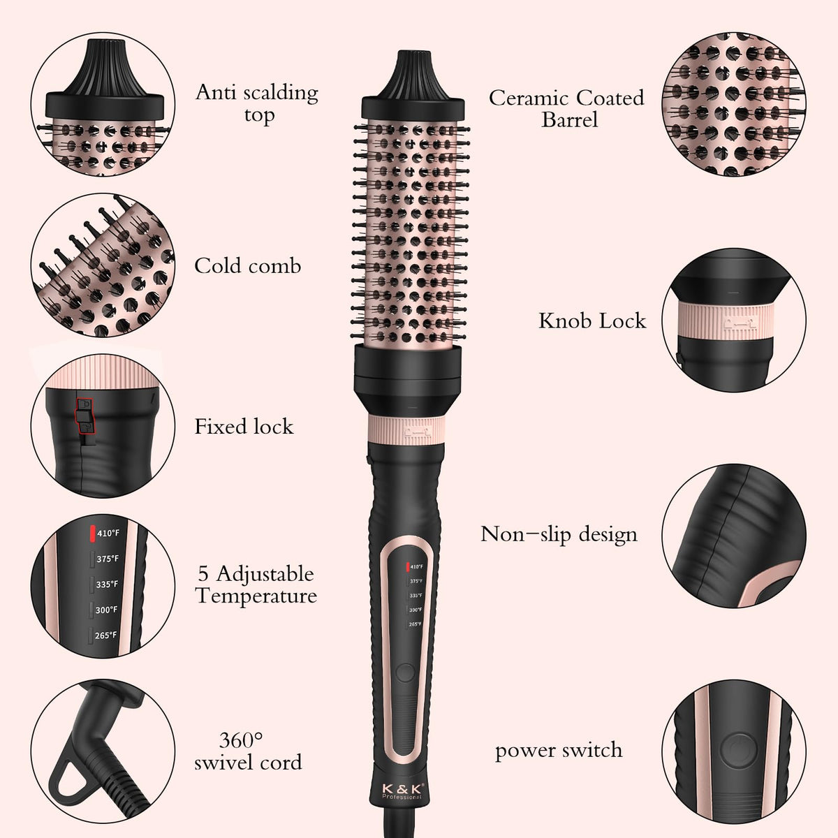 K&K thermal brush set packaging and accessories