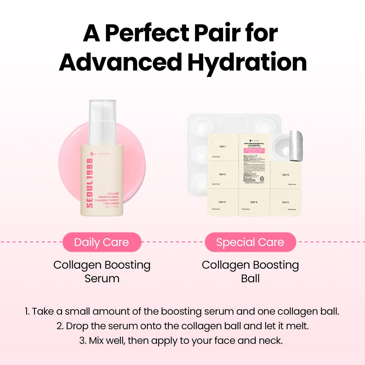 K-SECRET Collagen support Serum 30ml on a skincare shelf