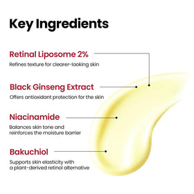 K-SECRET Retinal Serum 30ml back view with ingredient list