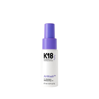 K18 AirWash Travel Dry Shampoo Spray front view with product label