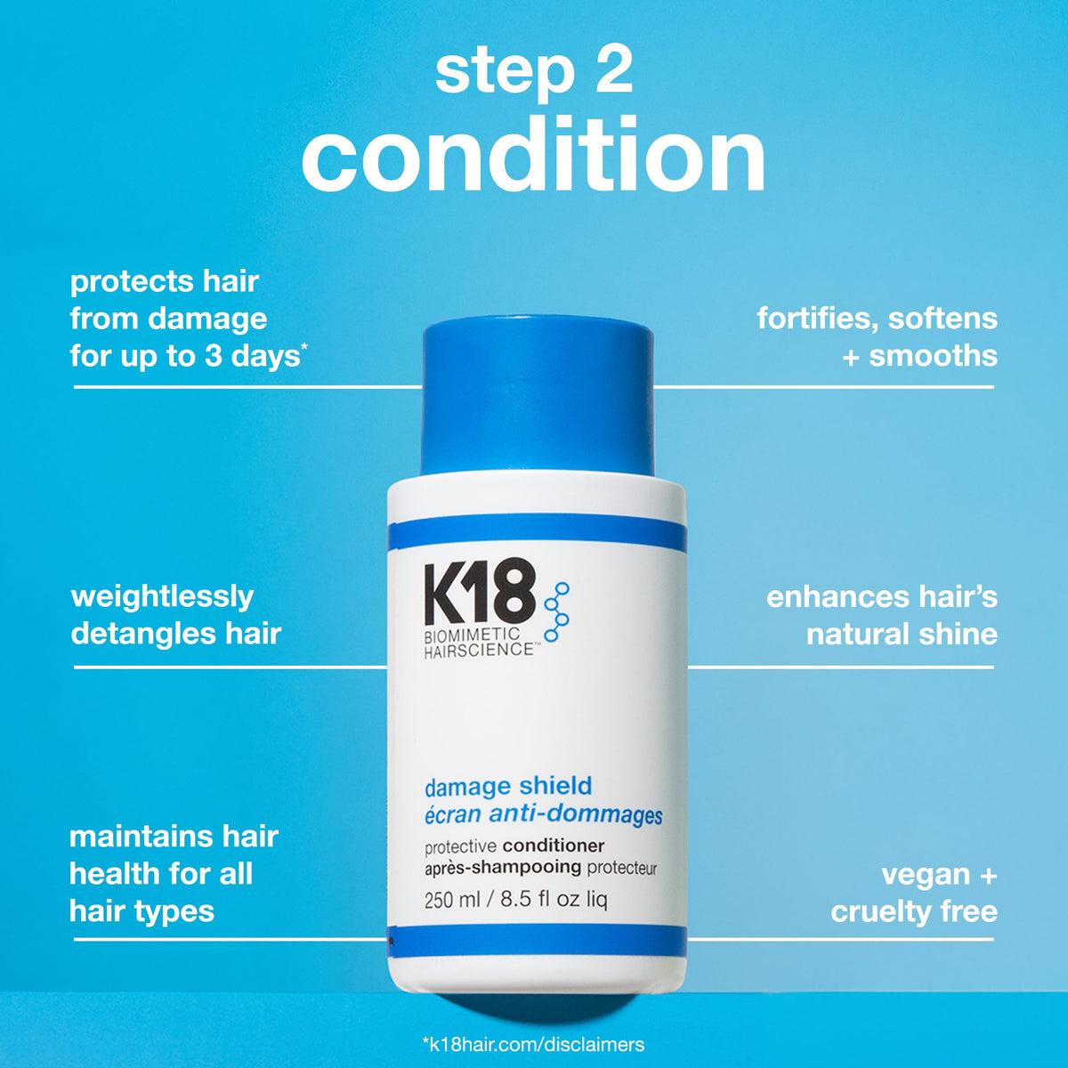 K18 Damage Shield shampoo lathering on hair