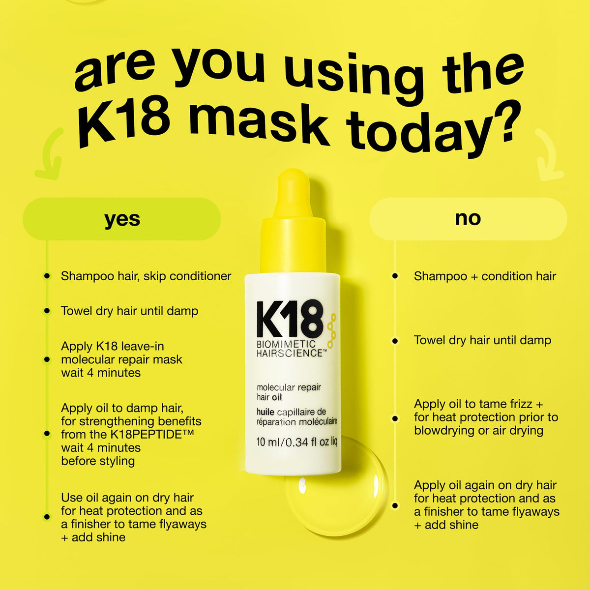 K18 Molecular Repair Hair Oil texture on hand