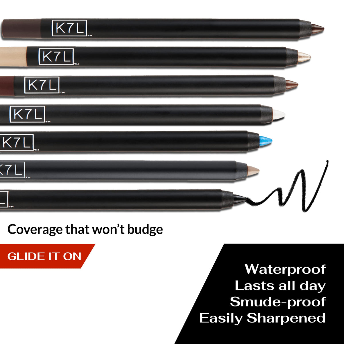 K7L Brown Eyeliner Pencil with other vibrant shades