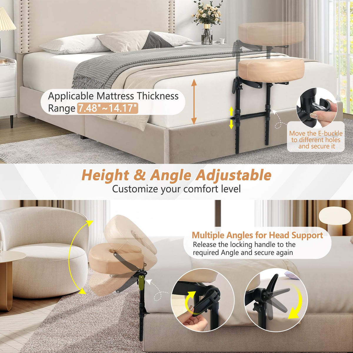 KAAMOS headrest cradle with fixing strap attached
