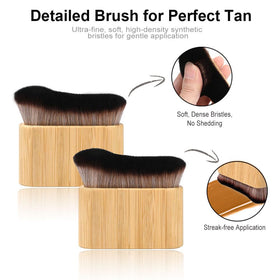 Kabuki brush for self tanner with soft bristles