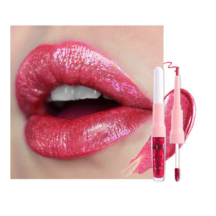 Kaely 2-in-1 Bright Red Metallic Lipstick and Lip Liner front view