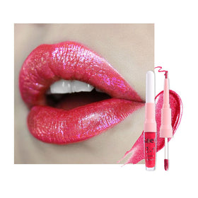 Kaely 2-in-1 Crushed Ruby Red Metallic Lipstick and Lip Liner front view