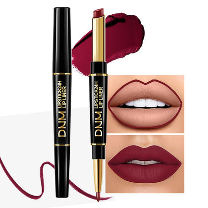 Kaely 2-in-1 Dark Plum Wine Red Lip Liner & Lipstick Set front view