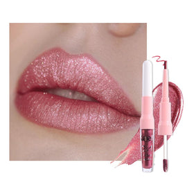Kaely 2-in-1 Light Plum Red Metallic Lipstick and Lip Liner front view