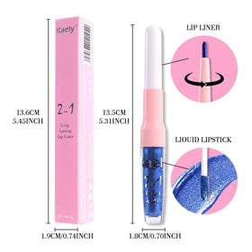 Kaely 2-in-1 Lipstick and Lip Liner on a vanity