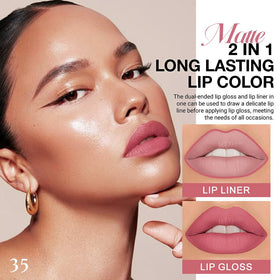 Kaely 2-in-1 Matte Lipstick and Lip Liner back view