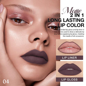 Kaely 2-in-1 Matte Lipstick and Lip Liner Deep Brown back view
