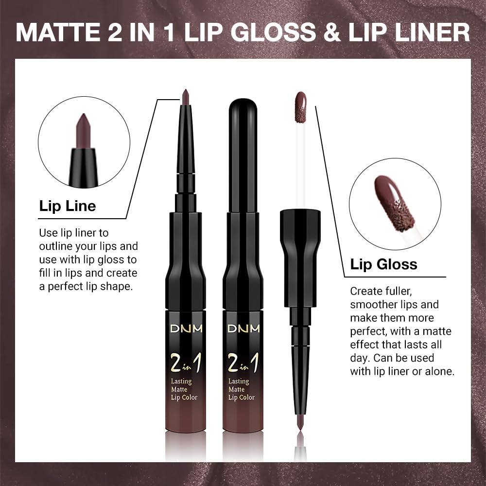 Kaely 2-in-1 Matte Lipstick and Lip Liner Deep Brown packaging