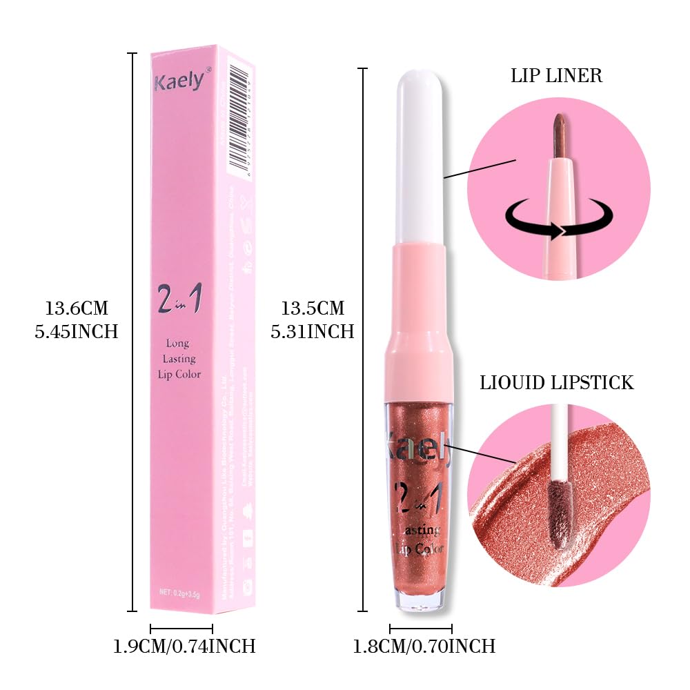 Kaely 2-in-1 Metallic Lipstick and Lip Liner shades