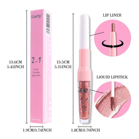 Kaely 2-in-1 Rose Gold Metallic Lipstick applied on lips