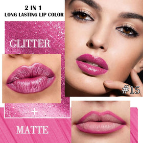 Kaely 2-in-1 Rose Metallic Lipstick and Lip Liner back view