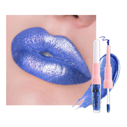 Kaely 2-in-1 Royal Blue Metallic Lipstick and Lip Liner front view
