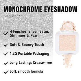 Kaely Pressed Single Eyeshadow Pearl White Glitter on skin swatch
