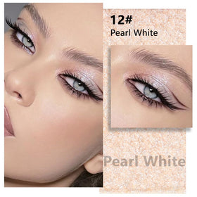 Kaely Pressed Single Eyeshadow Pearl White Glitter open with applicator