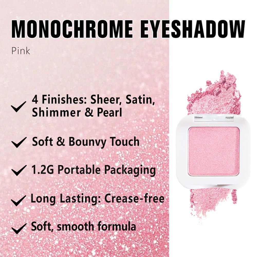 Kaely Pressed Single Eyeshadow Pink Shimmer swatch on skin