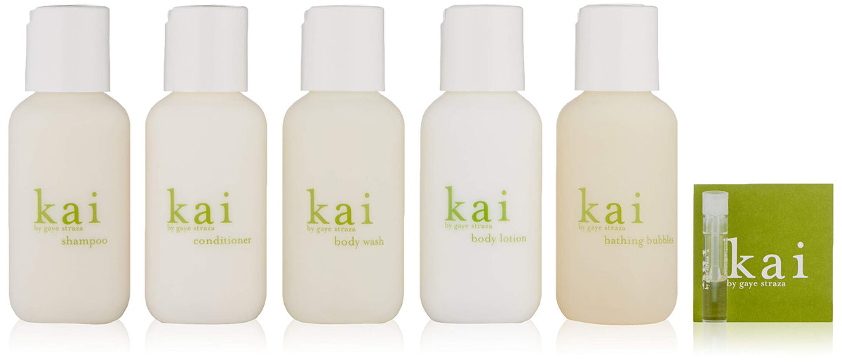 kai Bath And Shower Travel Set with natural hemp bag and products