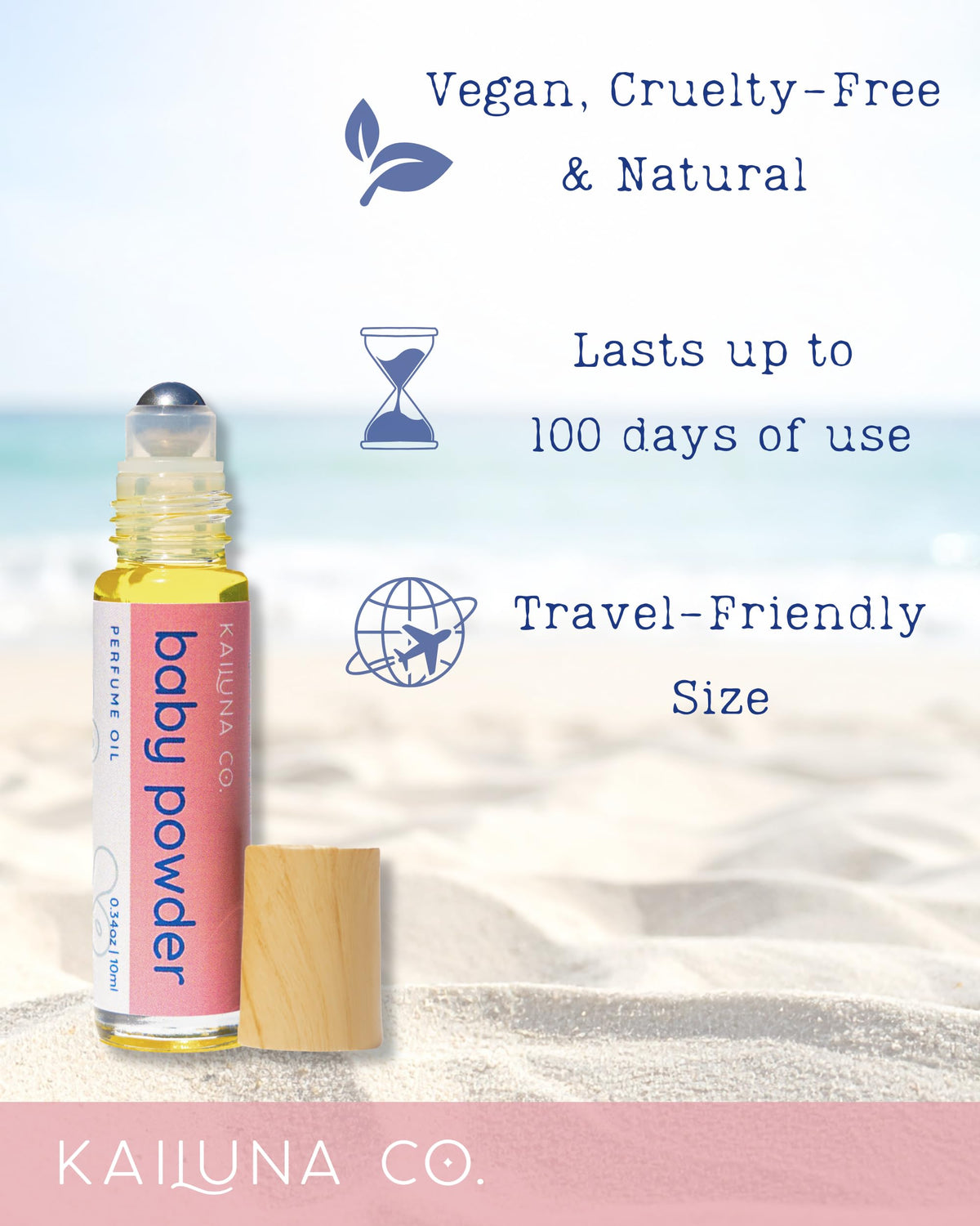 Kailuna Co. Baby Powder Essential Oil Perfume Roll On packaging