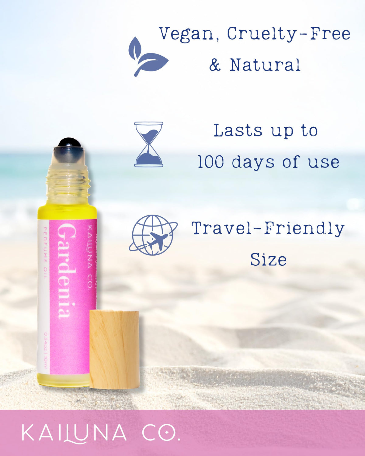 Kailuna Co. Gardenia Essential Oil Perfume Roll On with packaging