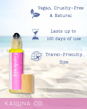 Kailuna Co. Gardenia Essential Oil Perfume Roll On with packaging