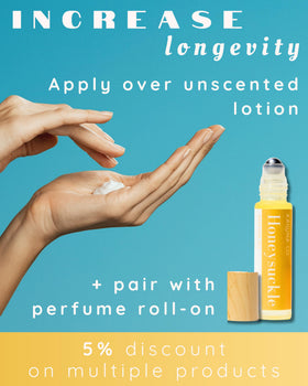 Kailuna Co. Honeysuckle Essential Oil Hair & Body Mist with floral background
