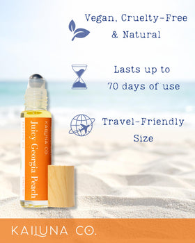 Kailuna Co. Juicy Georgia Peach Essential Oil Perfume Roll On with packaging