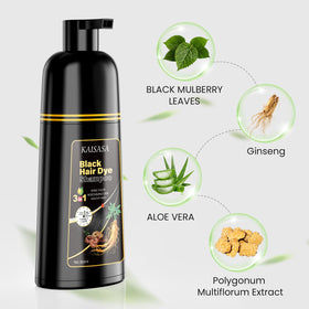 KAISASA Black Hair Dye Shampoo 3 in 1 packaging