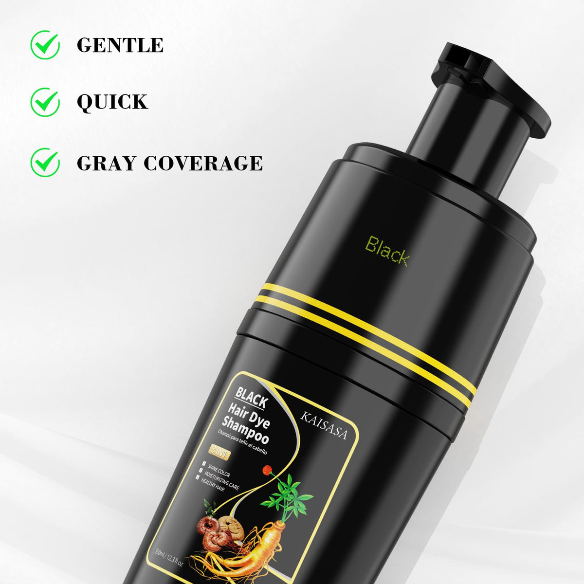 KAISASA Black Hair Dye Shampoo 3-in-1 results on hair