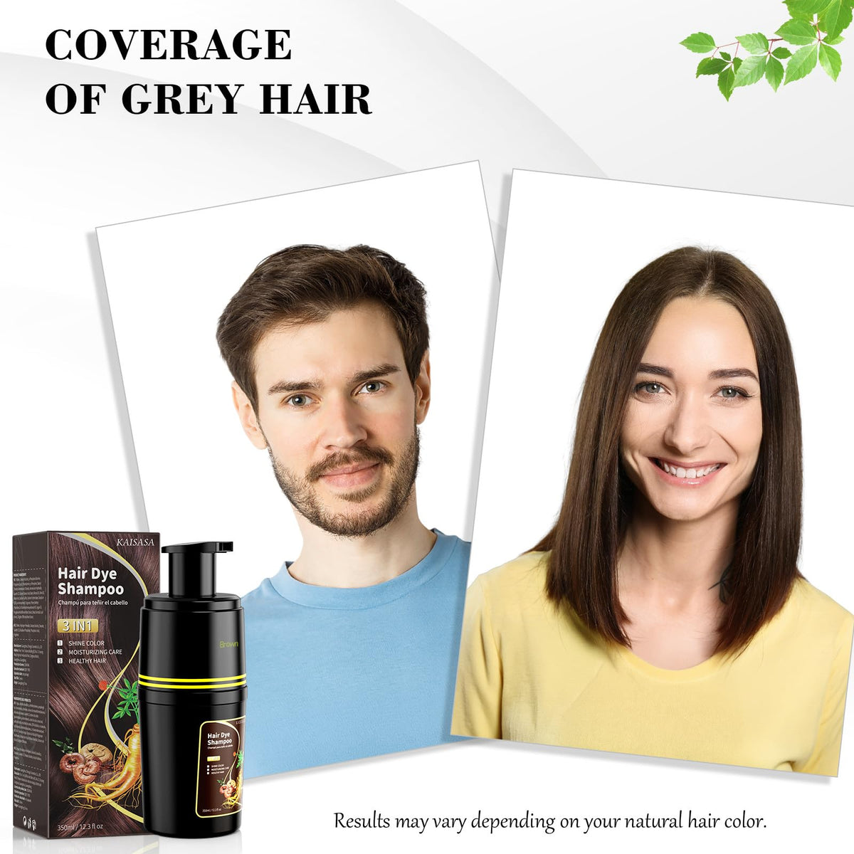 KAISASA Brown Hair Dye Shampoo 3 in 1 back view